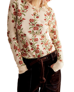 Pretty Little Thermal Top in Sand Combo Folk Vine