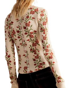 Pretty Little Thermal Top in Sand Combo Folk Vine