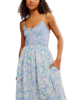 The Free People Womens Sweet Nothings Midi Dress in Blue Vista Combo