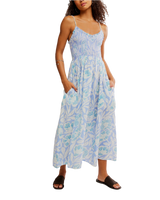 The Free People Womens Sweet Nothings Midi Dress in Blue Vista Combo