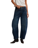 Good Luck Mid-Rise Barrel Jeans in Deep End
