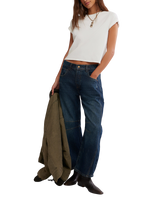 Good Luck Mid-Rise Barrel Jeans in Deep End