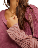 Swinging Cable Cuff Jumper in Vineyard Grape Combo