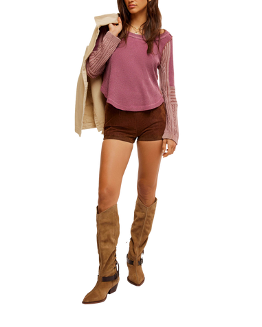 Swinging Cable Cuff Jumper in Vineyard Grape Combo