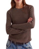 The Free People Womens Easy Does It Long Sleeve T-Shirt in Double Espresso