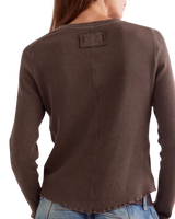 The Free People Womens Easy Does It Long Sleeve T-Shirt in Double Espresso