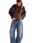 The Free People Womens Easy Does It Long Sleeve T-Shirt in Double Espresso
