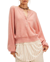 Porta Cashmere Henley Jumper in Coral
