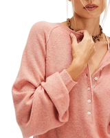Porta Cashmere Henley Jumper in Coral