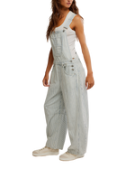 Good Luck Striped Dungarees in Indigo Railroad