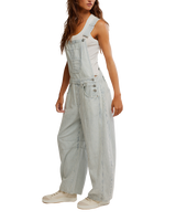 Good Luck Striped Dungarees in Indigo Railroad