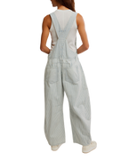 Good Luck Striped Dungarees in Indigo Railroad