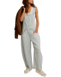 Good Luck Striped Dungarees in Indigo Railroad