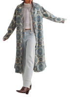 Brick Lane Jacquard Maxi Shirt Jacket in Blue Combo