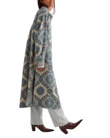 Brick Lane Jacquard Maxi Shirt Jacket in Blue Combo