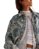 Brick Lane Jacquard Maxi Shirt Jacket in Blue Combo