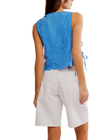 The Free People Womens Faded Gardens Top in Blue Marina