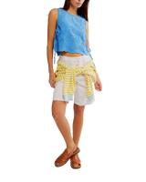 The Free People Womens Faded Gardens Top in Blue Marina