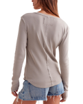 The Free People Womens Jamie Henley Long Sleeve T-Shirt in Quiet Grey