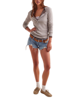 The Free People Womens Jamie Henley Long Sleeve T-Shirt in Quiet Grey