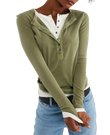 The Free People Womens Jamie Henley Long Sleeve T-Shirt in Capulet Olive