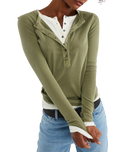 The Free People Womens Jamie Henley Long Sleeve T-Shirt in Capulet Olive