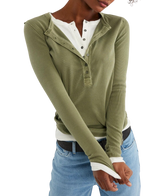The Free People Womens Jamie Henley Long Sleeve T-Shirt in Capulet Olive