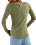 The Free People Womens Jamie Henley Long Sleeve T-Shirt in Capulet Olive