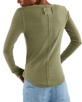 The Free People Womens Jamie Henley Long Sleeve T-Shirt in Capulet Olive