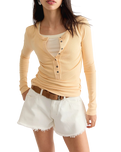 The Free People Womens Jamie Henley Long Sleeve T-Shirt in Peachy Keen