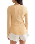 The Free People Womens Jamie Henley Long Sleeve T-Shirt in Peachy Keen