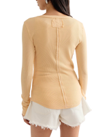 The Free People Womens Jamie Henley Long Sleeve T-Shirt in Peachy Keen