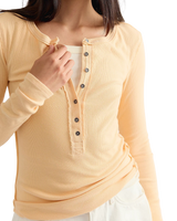 The Free People Womens Jamie Henley Long Sleeve T-Shirt in Peachy Keen
