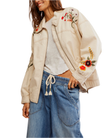 The Free People Womens Dusty Trails Jacket in Ivory Combo