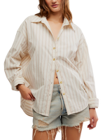 Striped Varsity Vibes Shirt in Ivory Combo