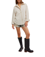 Striped Varsity Vibes Shirt in Ivory Combo