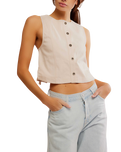 The Free People Womens Blake Top in Sand Dollar