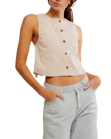 The Free People Womens Blake Top in Sand Dollar