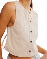 The Free People Womens Blake Top in Sand Dollar