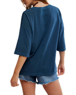 We The Free Perfect Oversized T-Shirt in Varsity Navy