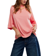 We The Free Perfect Oversized T-Shirt in Coral Crimson