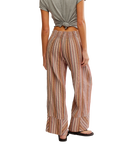 The Free People Womens Days End Linen Stripe Trousers in Neutral Combo
