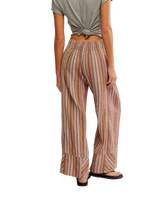 The Free People Womens Days End Linen Stripe Trousers in Neutral Combo