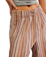 The Free People Womens Days End Linen Stripe Trousers in Neutral Combo