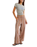 The Free People Womens Days End Linen Stripe Trousers in Neutral Combo
