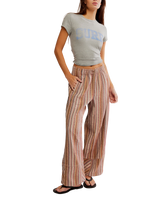 The Free People Womens Days End Linen Stripe Trousers in Neutral Combo