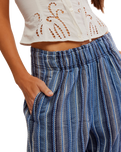 The Free People Womens Days End Linen Stripe Trousers in Indigo Combo