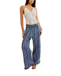 The Free People Womens Days End Linen Stripe Trousers in Indigo Combo