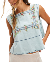 Garden Wall Top in Blue Combo