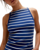 The Free People Womens Mia Stripe Vest in Navy Combo